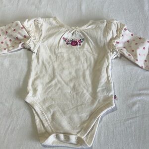 The Children's Place - long sleeve Cream and Pink Floral Kids Onesie Bodysuit